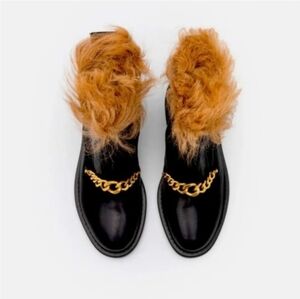 NEW $698 Zadig and Voltaire Real Shearling Laureen Hairy Lambskin Leather Boots